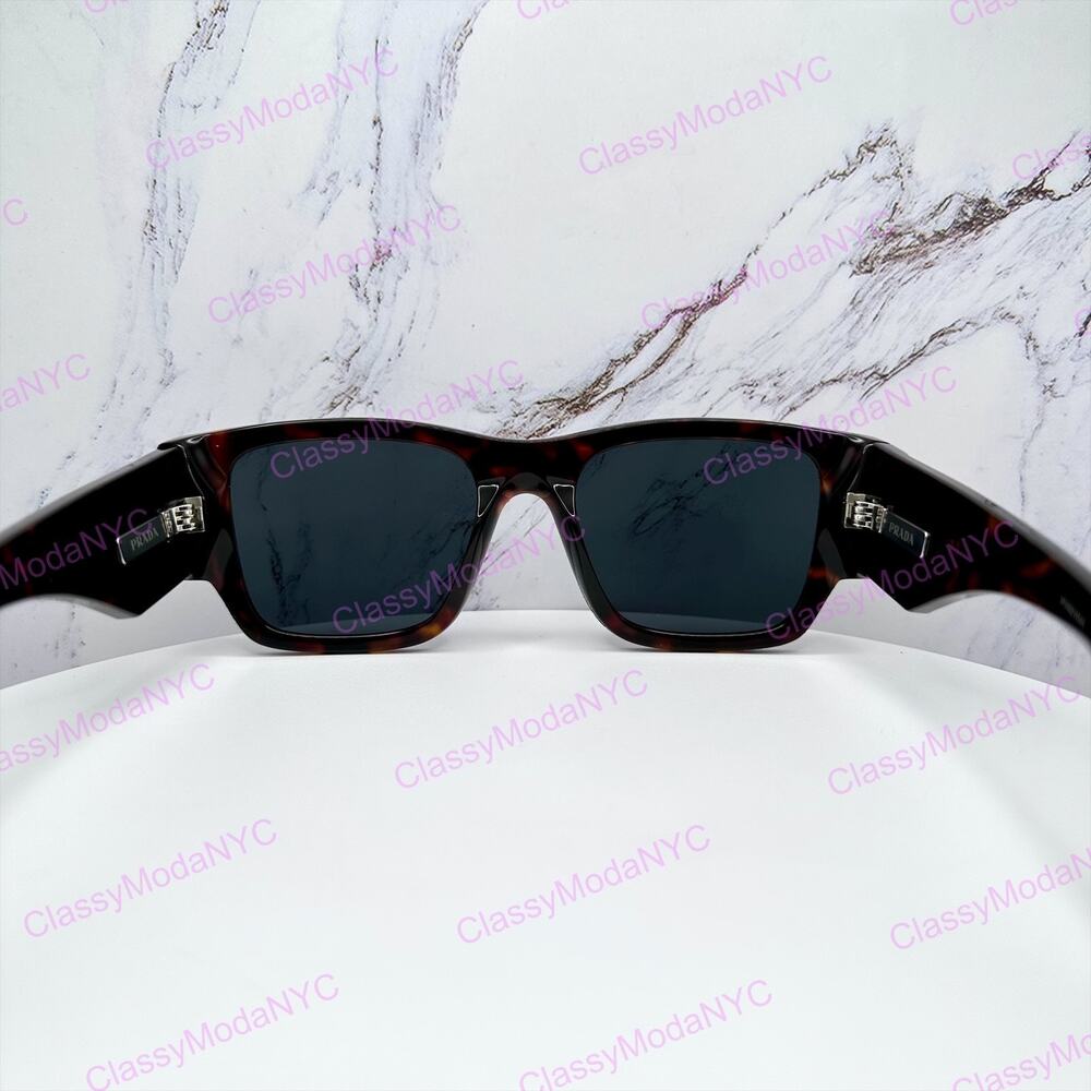 New PRADA Sunglasses Brown Root Tortoise Square Men's Plaque Logo - Picture 16 of 16